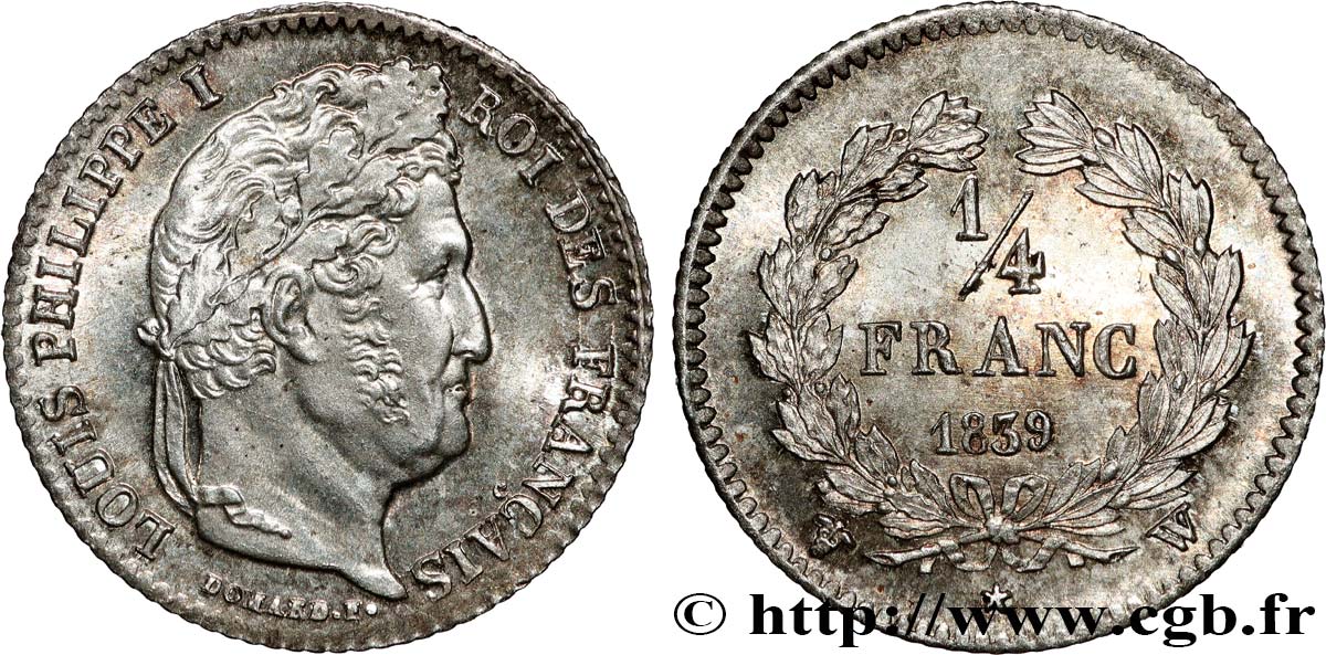 1/4 franc Louis-Philippe 1839 Lille F.166/79 SPL63 