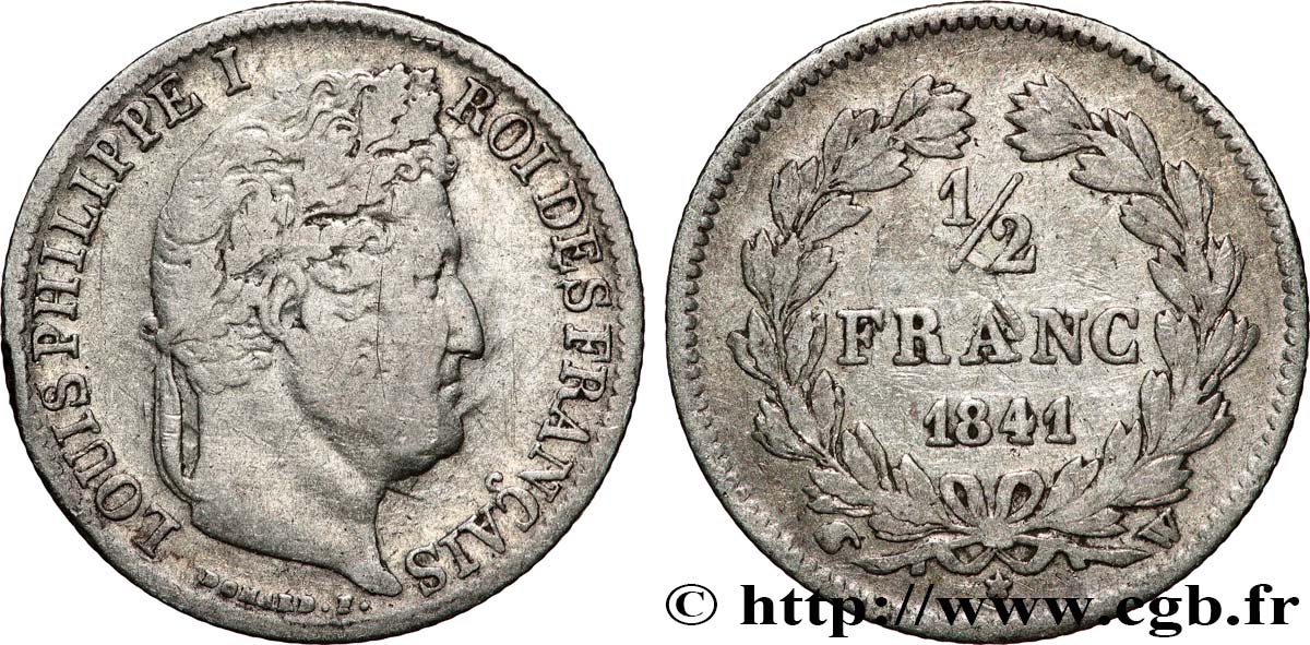 1/2 franc Louis-Philippe 1841 Lille F.182/93 TB 