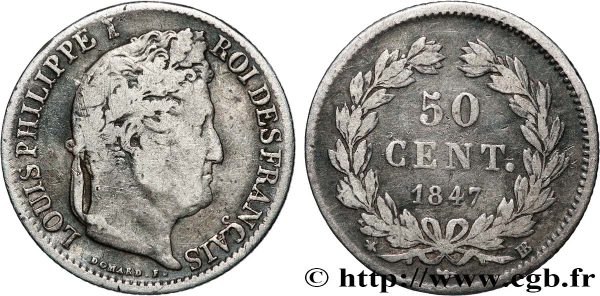 50 centimes Louis-Philippe 1847 Strasbourg F.183/14 RC+ 