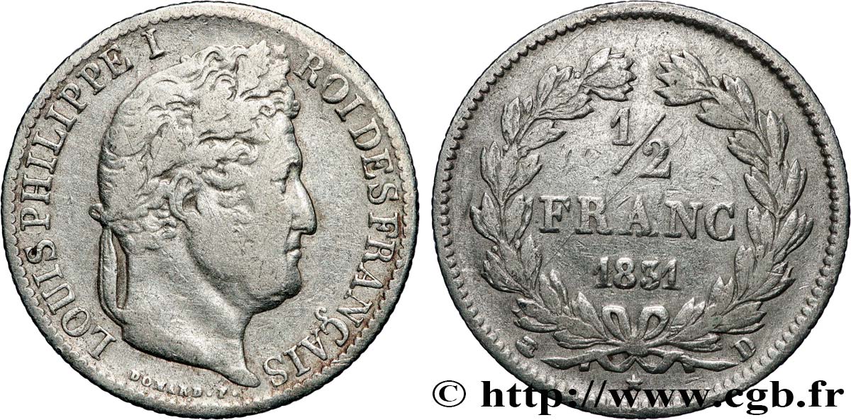 1/2 franc Louis-Philippe 1831 Lyon F.182/4 TB20 
