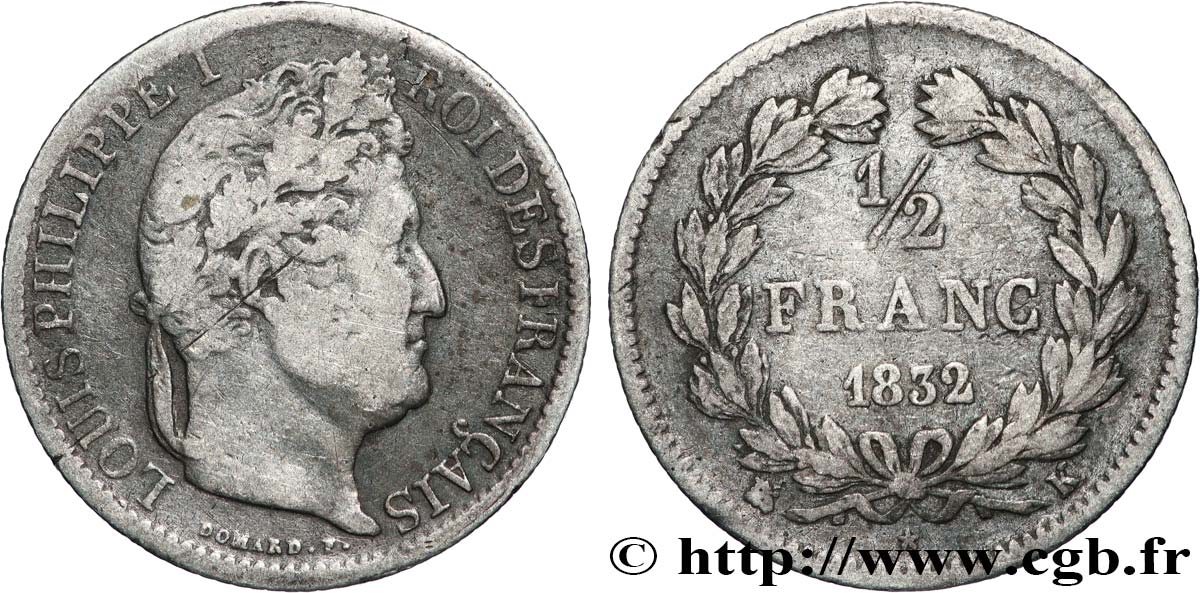 1/2 franc Louis-Philippe 1832 Bordeaux F.182/21 TB15 