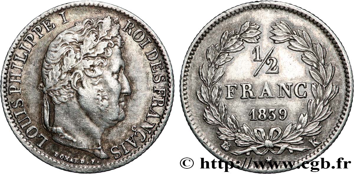 1/2 franc Louis-Philippe 1839 Bordeaux F.182/81 MBC50 