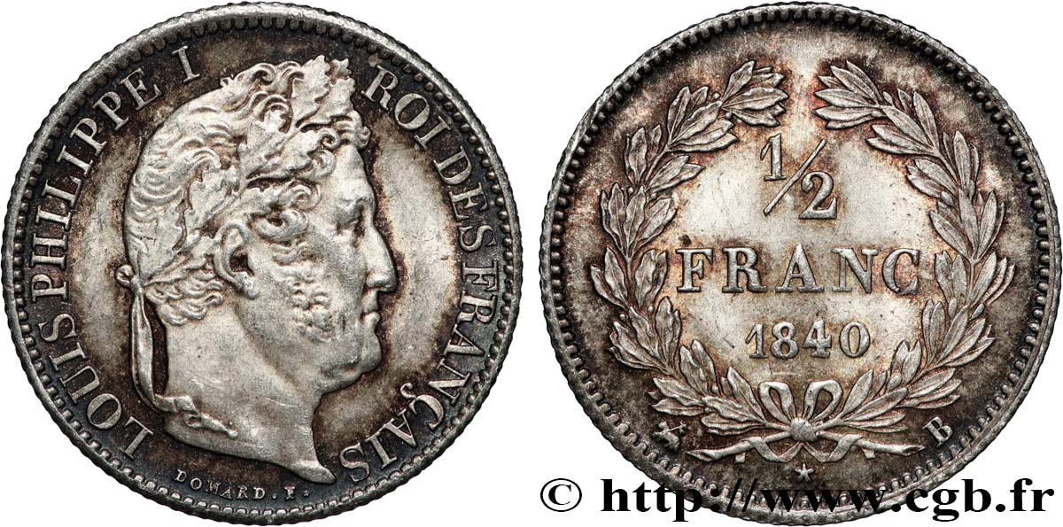 1/2 franc Louis-Philippe 1840 Rouen F.182/84 SUP60 