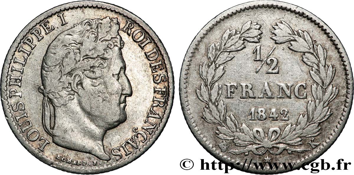 1/2 franc Louis-Philippe 1842 Bordeaux F.182/97 TB25 