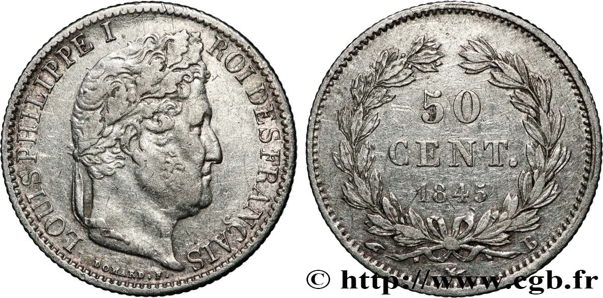 50 centimes Louis-Philippe 1845 Rouen F.183/1 XF 