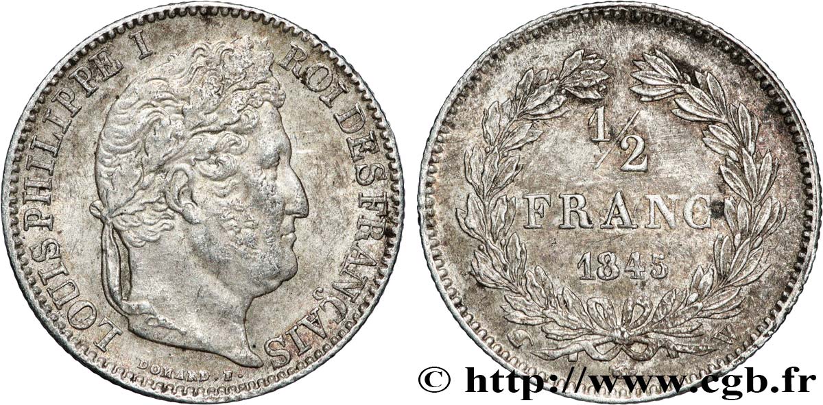 1/2 franc Louis-Philippe 1845 Lille F.182/110 AU 