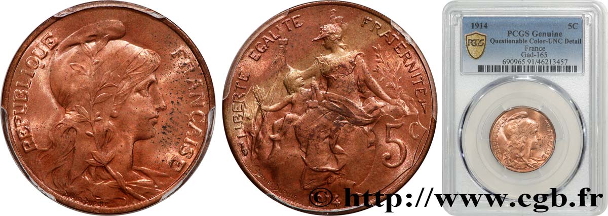 5 centimes Daniel-Dupuis 1914  F.119/26 fST PCGS