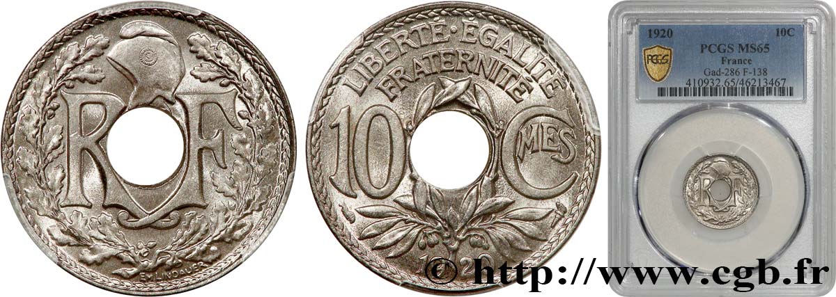 10 centimes Lindauer 1920  F.138/4 MS65 PCGS