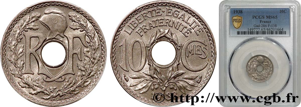 10 centimes Lindauer 1938  F.138/25 FDC65 PCGS
