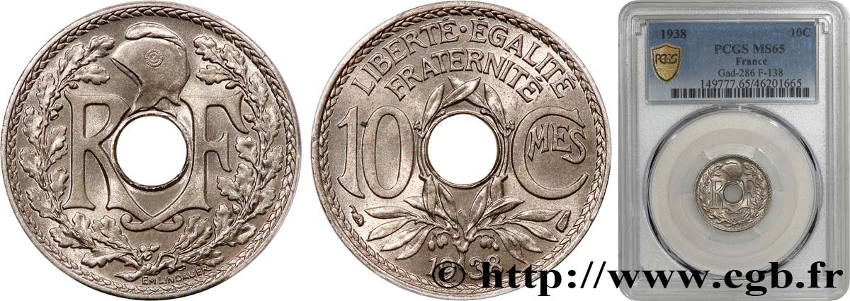 10 centimes Lindauer 1938  F.138/25 FDC65 PCGS