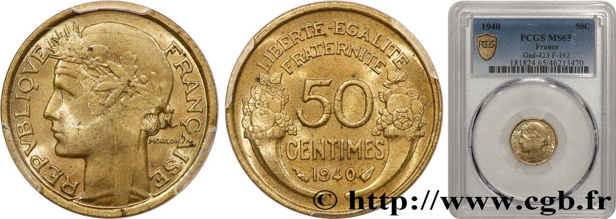 50 centimes Morlon 1940  F.192/17 FDC65 PCGS
