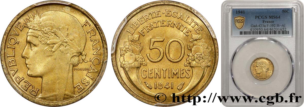 50 centimes Morlon 1941  F.192/18 MS64 PCGS