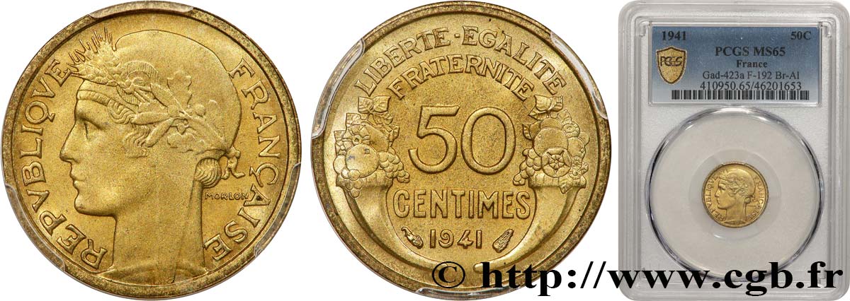 50 centimes Morlon 1941  F.192/18 FDC65 PCGS