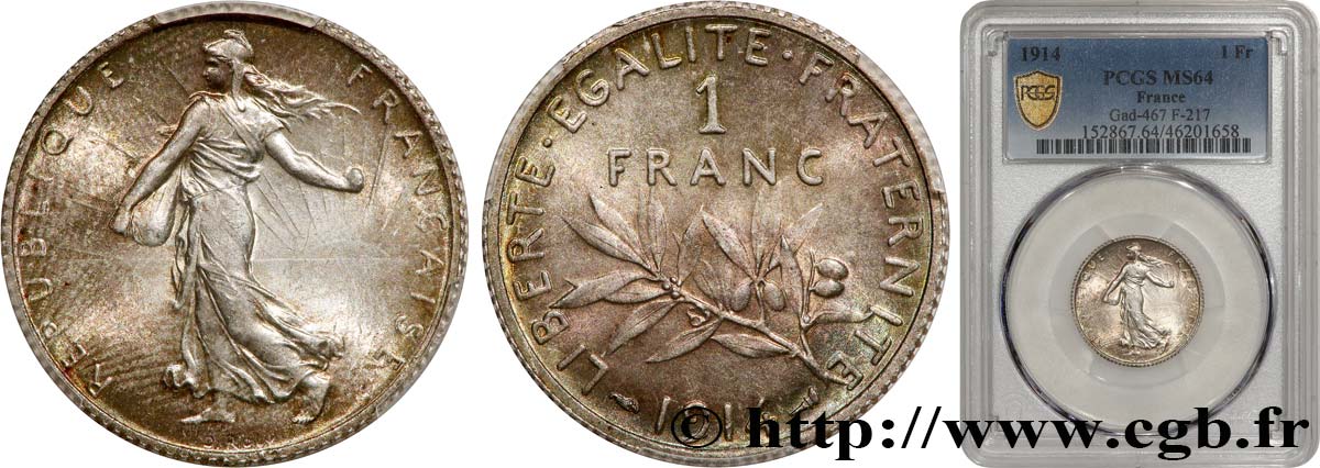1 franc Semeuse 1914 Paris F.217/19 fST64 PCGS