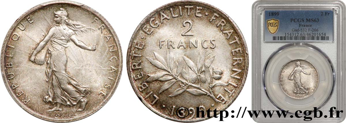 2 francs Semeuse 1899  F.266/3 MS63 PCGS