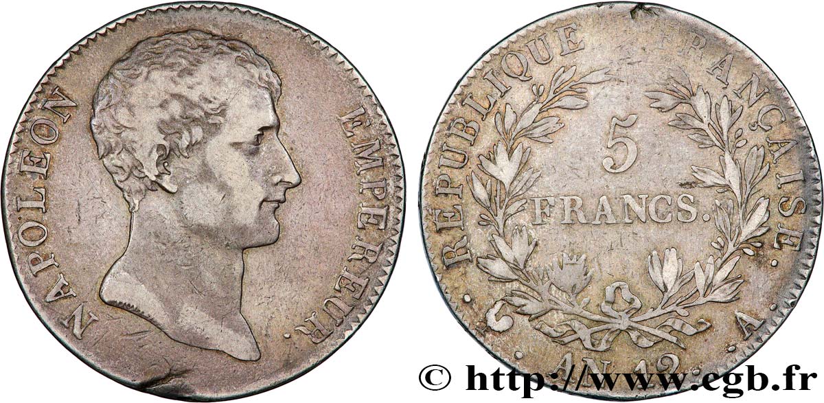 5 francs Napoléon Empereur, type intermédiaire 1804 Paris F.302/1 VF 