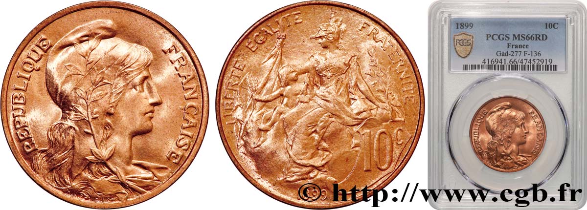 10 centimes Daniel-Dupuis 1899  F.136/7 MS66 PCGS