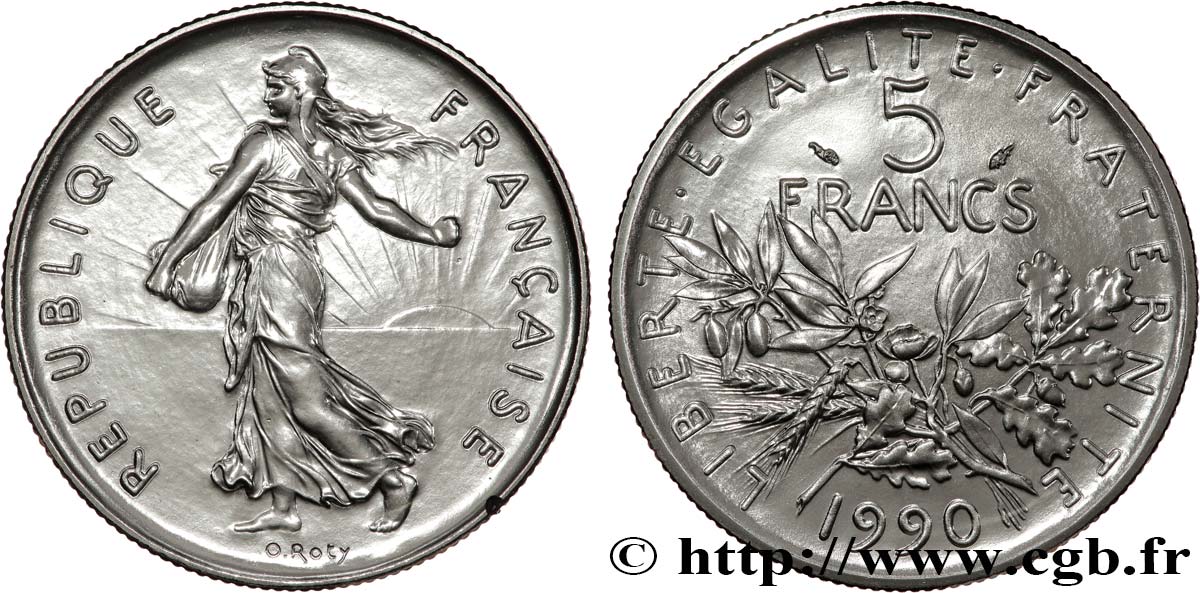 5 francs Semeuse, nickel 1990 Pessac F.341/22 FDC 