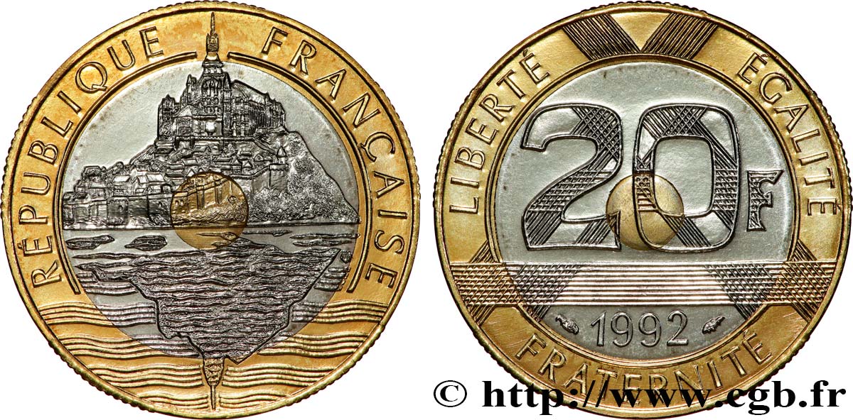 20 francs Mont Saint-Michel BU (Brillant Universel) 1992 Pessac F.403/6 ST 