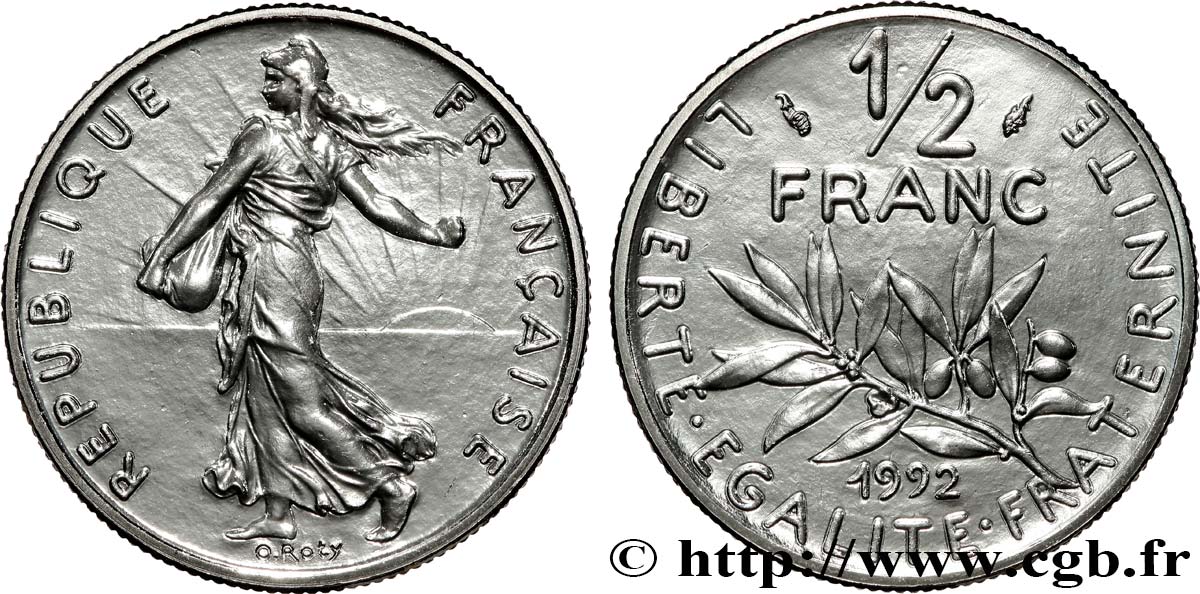 1/2 franc Semeuse, BU (Brillant Universel), frappe médaille 1992 Pessac F.198/33 ST 