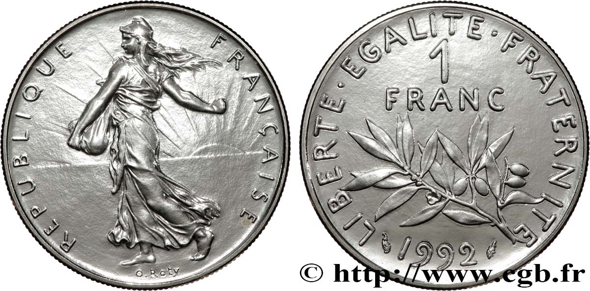 1 franc Semeuse, nickel, BU (Brillant Universel), frappe médaille 1992 Pessac F.226/39 FDC 