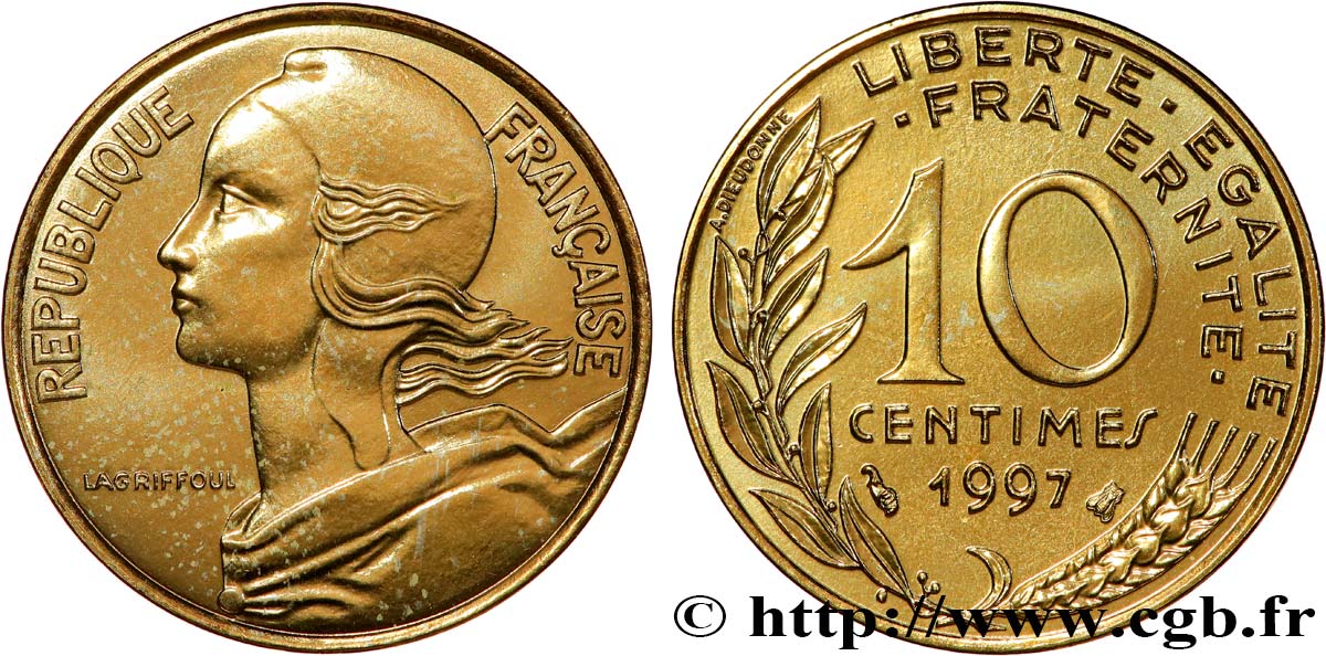 10 centimes Marianne, BU (Brillant Universel) 1997 Pessac F.144/41 FDC 