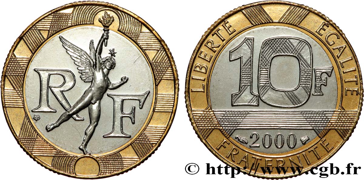 10 francs Génie de la Bastille, BU (Brillant Universel) 2000 Pessac F.375/17 FDC 