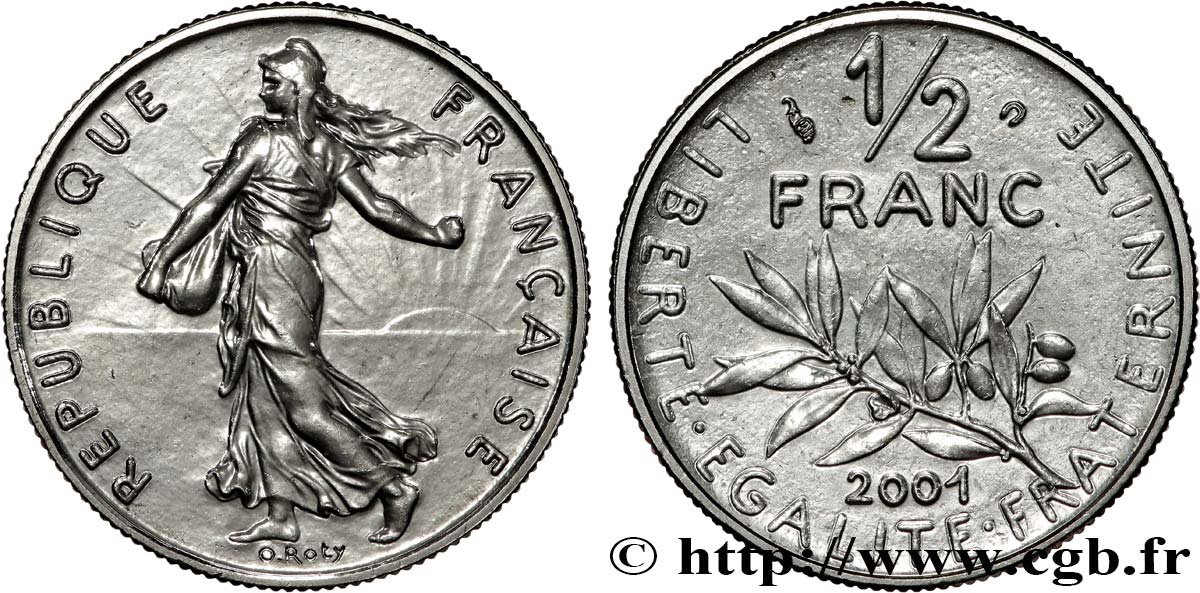 1/2 franc Semeuse, BU (Brillant Universel) 2001 Pessac F.198/44 FDC 