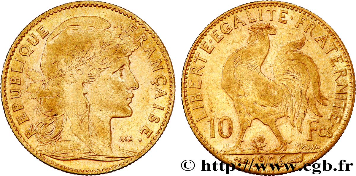 10 francs or Coq 1906 Paris F.509/7 TB+ 
