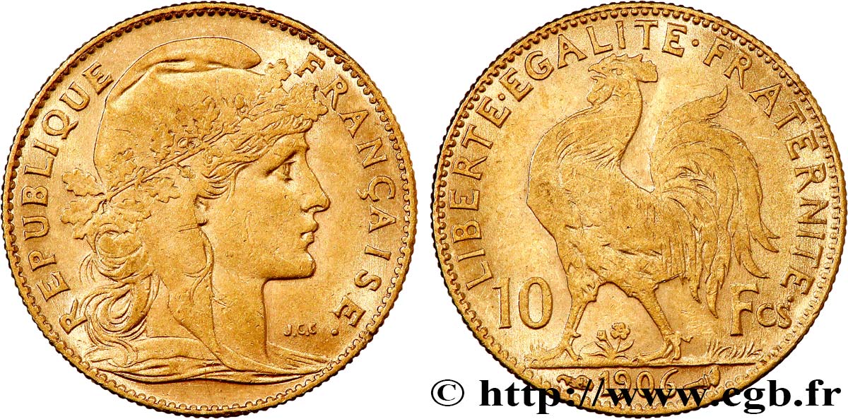 10 francs or Coq 1906 Paris F.509/7 TTB 