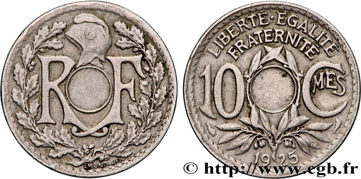 10 centimes Lindauer, Fauté non perforée 1925  F.138/12 var. VF 