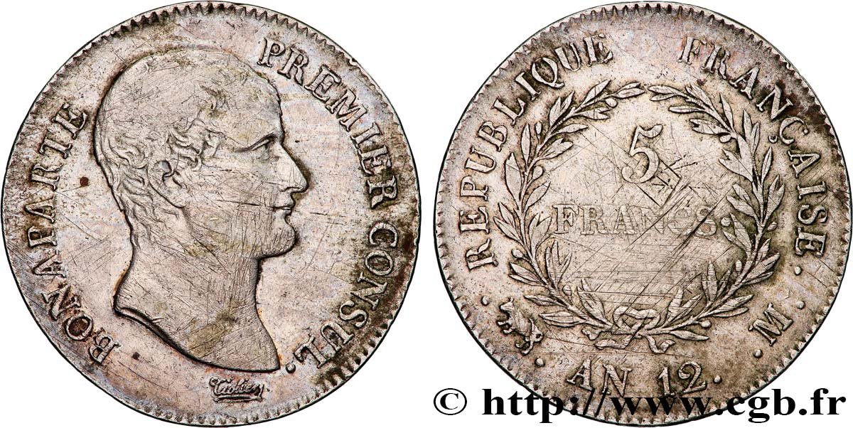 5 francs Bonaparte Premier Consul 1804 Toulouse F.301/20 q.MB 