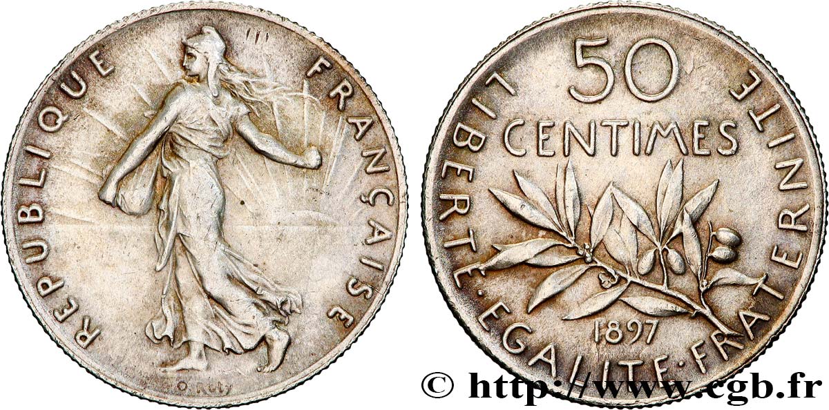 50 centimes Semeuse 1897 Paris F.190/1 fmd_815980 现代法国硬币