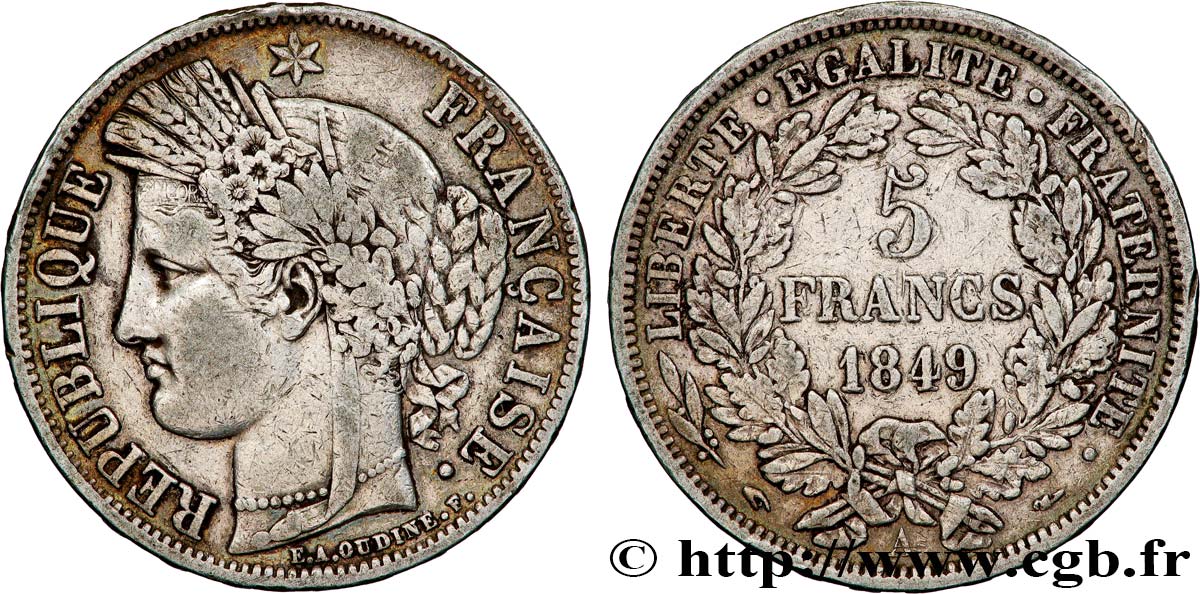 5 francs Cérès, IIe République 1849 Paris F.327/1 TB+ 