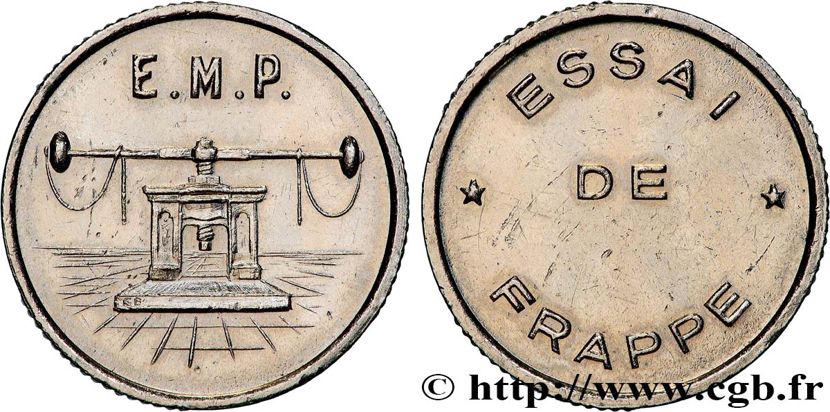 Essai de frappe de 10 francs, petit module, trois séries de cannelures n.d. Pessac GEM.194 3 EBC 