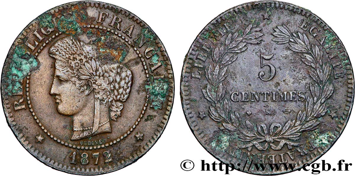 5 centimes Cérès 1872 Bordeaux F.118/6 B 