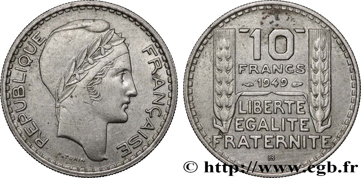 10 francs Turin, petite tête 1949 Beaumont-Le-Roger F.362/7 TTB+ 