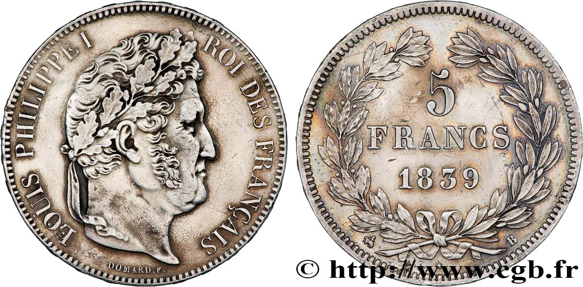 5 francs IIe type Domard 1839 Rouen F.324/76 TTB+ 