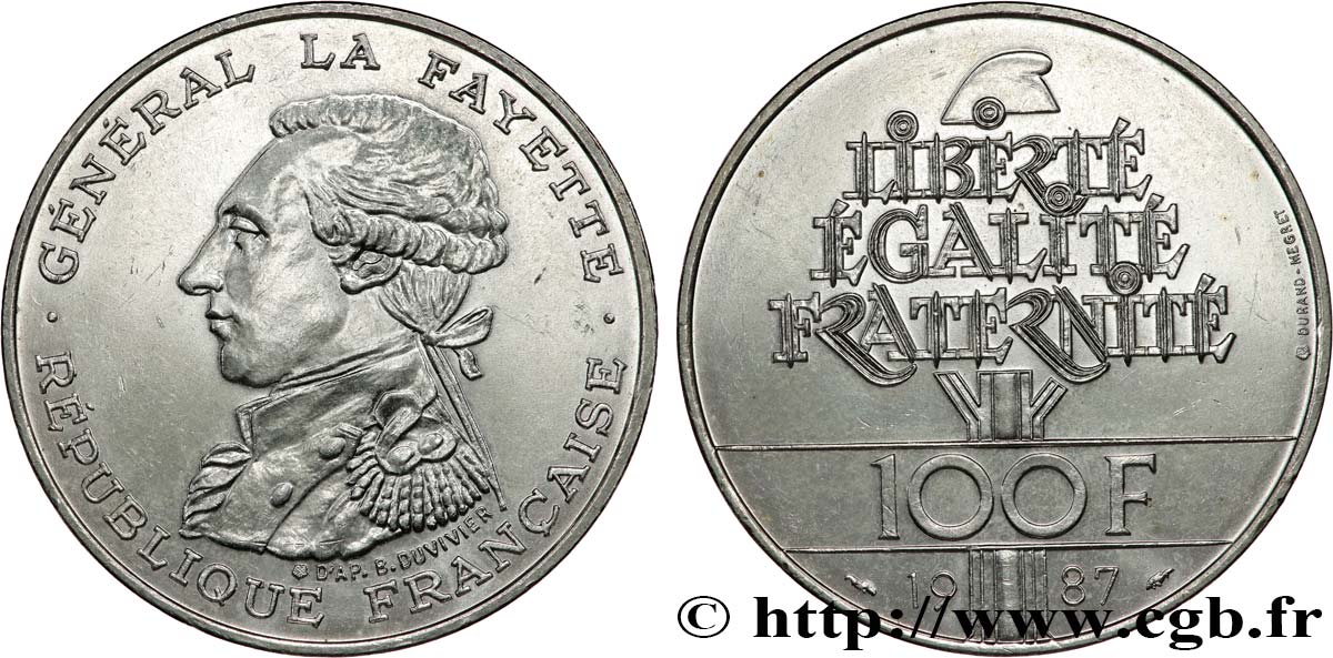 100 francs Égalité - La Fayette 1987  F.455/2 SPL+ 