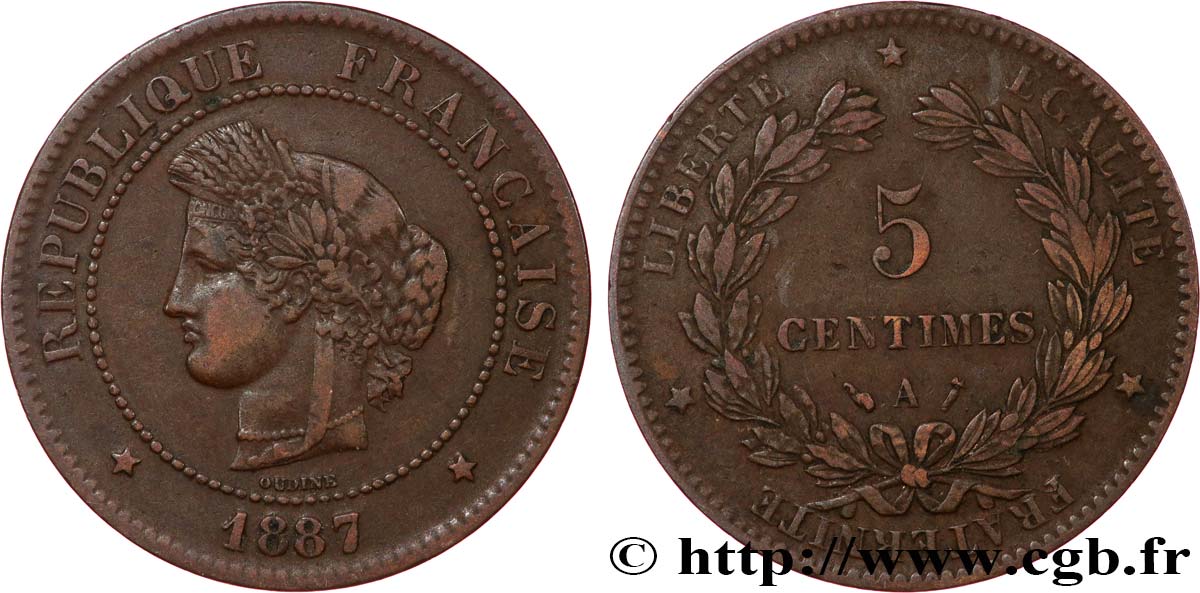 5 centimes Cérès 1887 Paris F.118/29 MBC40 