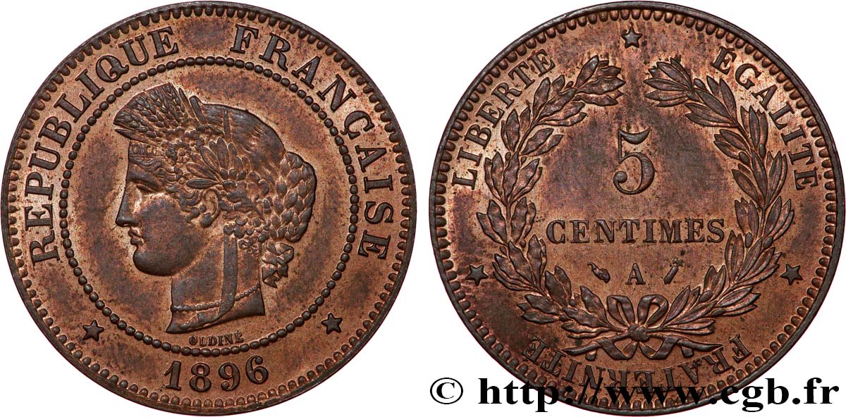 5 centimes Cérès 1896 Paris F.118/37 MS62 
