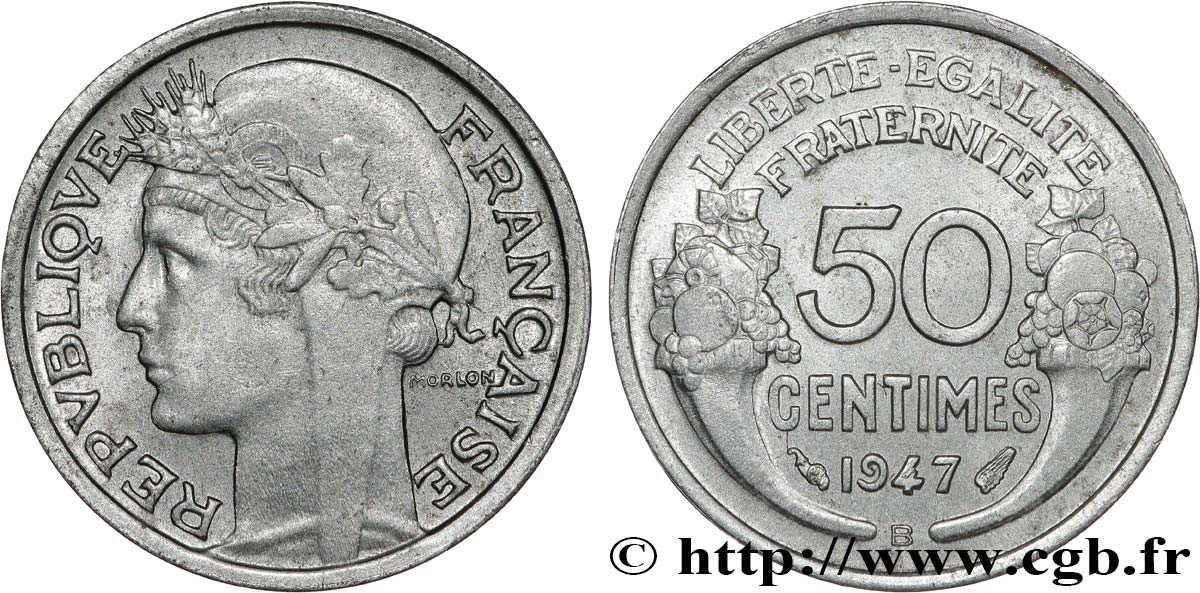 50 centimes Morlon, légère 1947 Beaumont-le-Roger F.194/11 TTB+ 