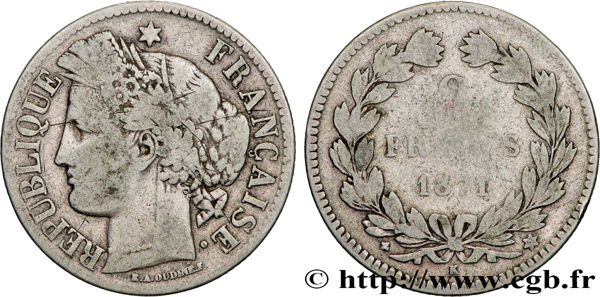 2 francs Cérès, sans légende 1871 Bordeaux F.264/4 B10 