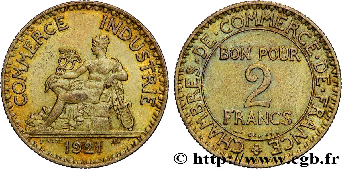 2 francs Chambres de Commerce 1921  F.267/3 TTB+ 