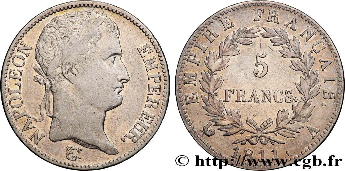 5 francs Napoléon Empereur, Empire français 1811 Paris F.307/27 BC 