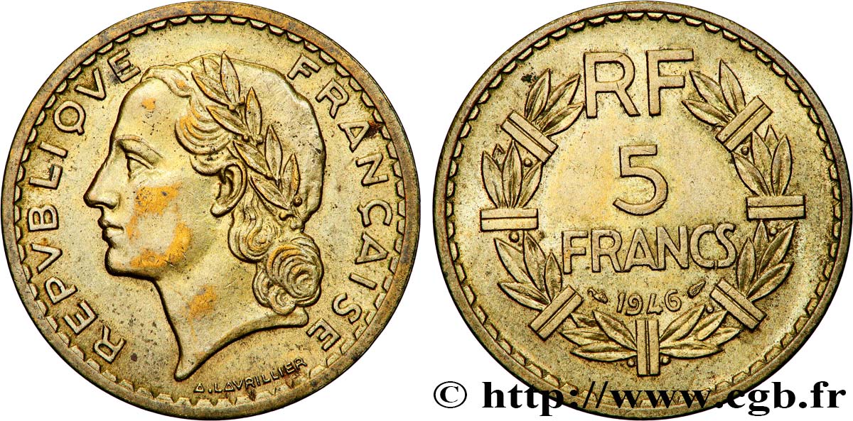 5 francs Lavrillier, bronze-aluminium 1946  F.337/7 TTB+ 