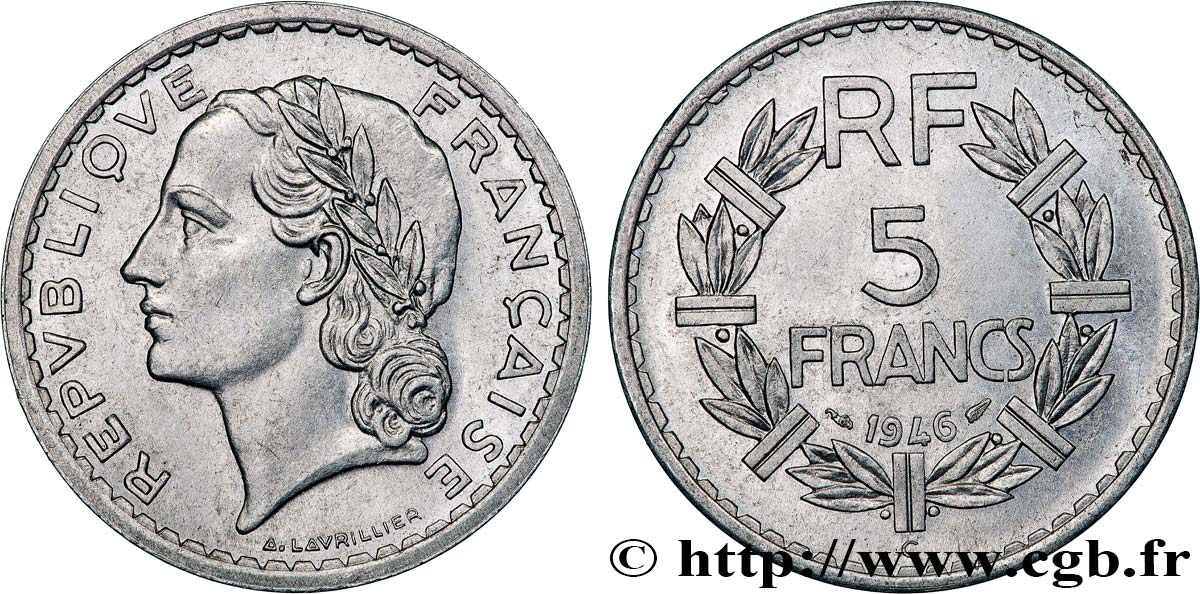 5 francs Lavrillier en aluminium 1946 Castelsarrasin F.339/8 TTB50 