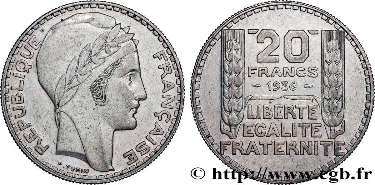 20 francs Turin, rameaux longs 1936  F.400/7 TTB+ 