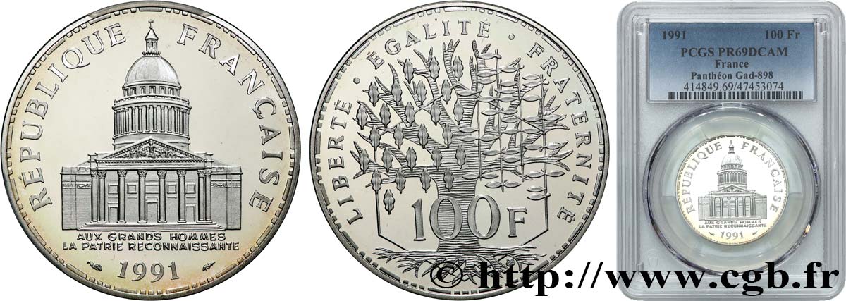100 francs Panthéon, BE (Belle Épreuve) 1991  F.451/12 FDC69 PCGS