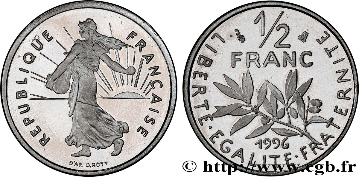 1/2 franc Semeuse, BE (Belle Épreuve) 1996 Pessac F.198/39 var. FDC 